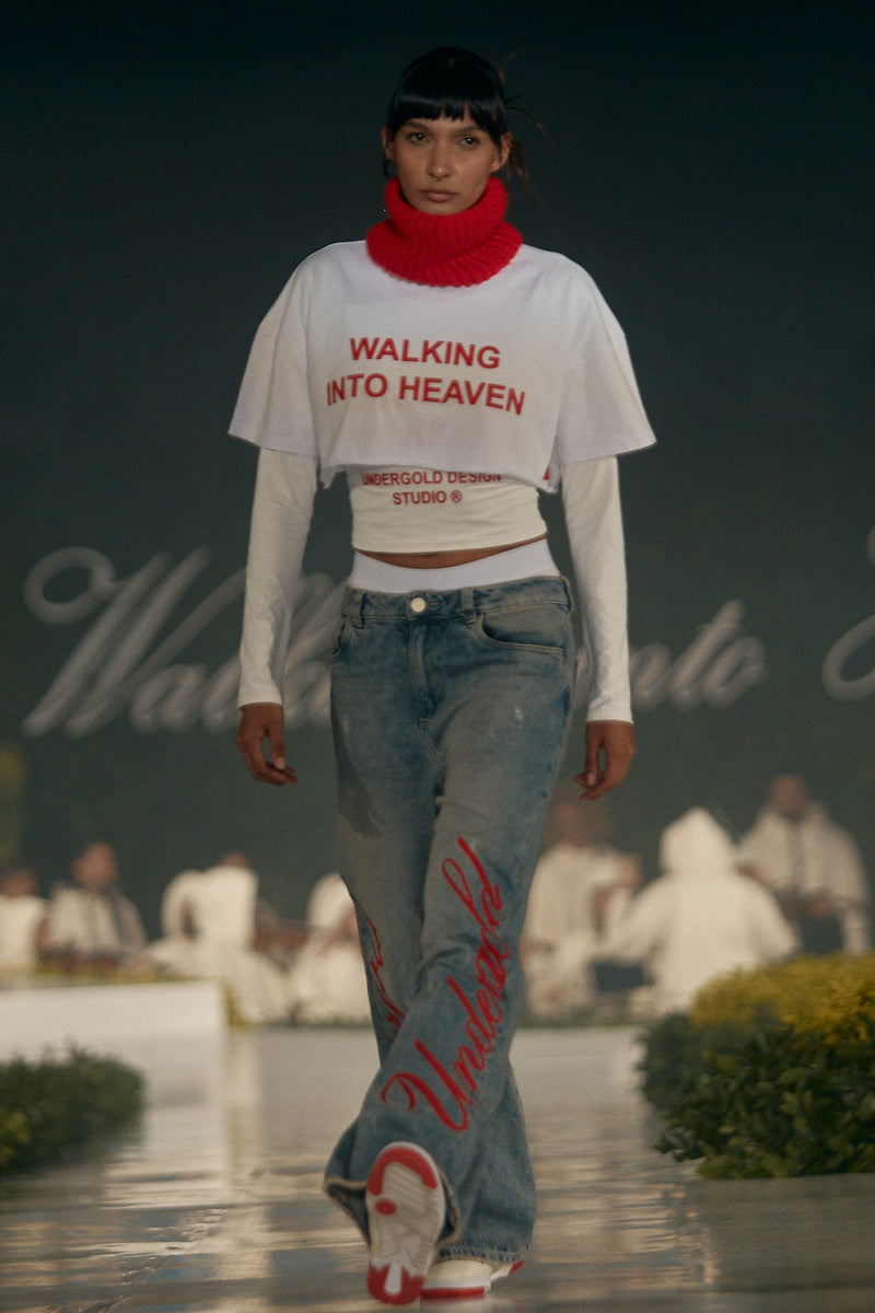 Walking Into Heaven Women Embroidered Jeans Blue