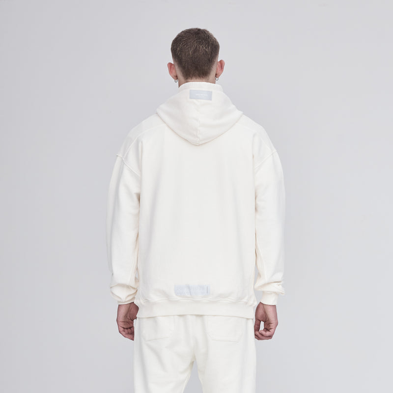 Solid Ribbed Hoodie ll Ivory